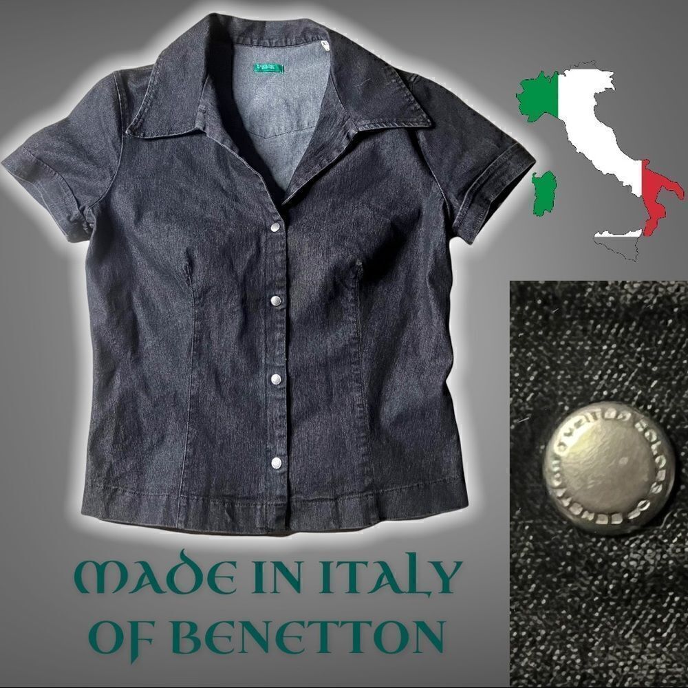 Made in Italy Of Benetton button up Jean shirt XS dark grey